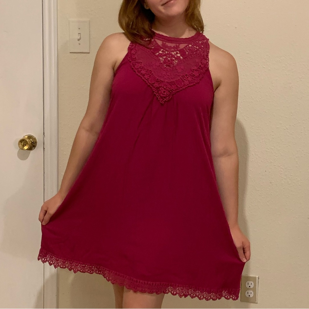 Cute & Comfy Daydress! - Large - Pink w/ Unique Lacy Front - xhiliration